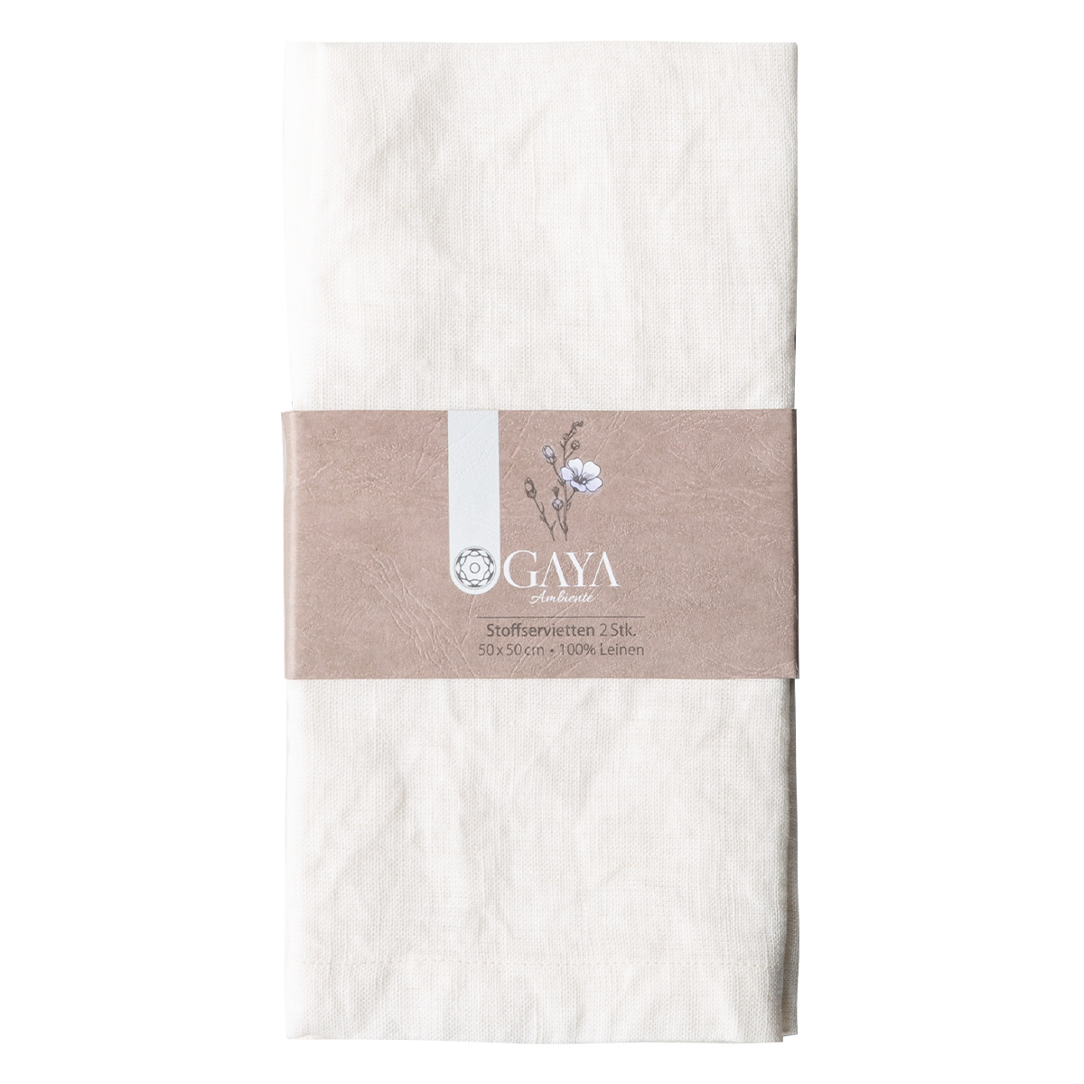 Serviettes en lin blanc 50 x 50 cm 2 pcs - Gaya Ambiente