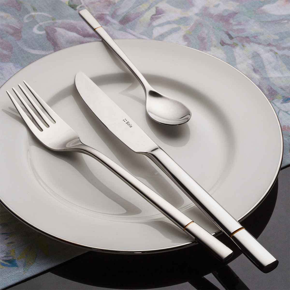 Dessert cutlery set 24 pcs — Luxus gold grooved