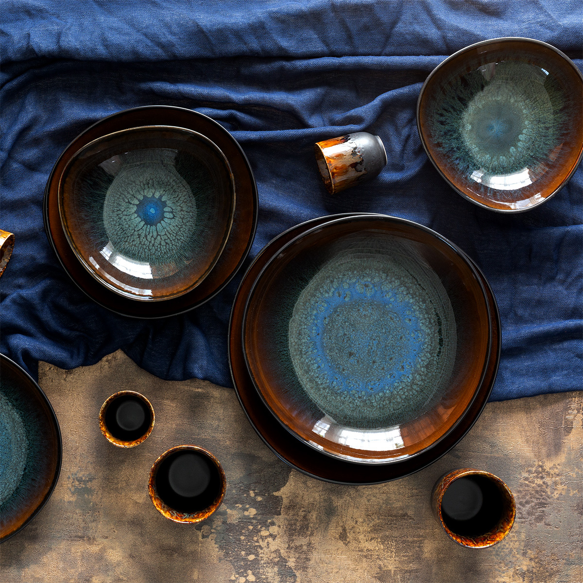 Set piatti 12 pezzi | Elements Amber Eye Organic