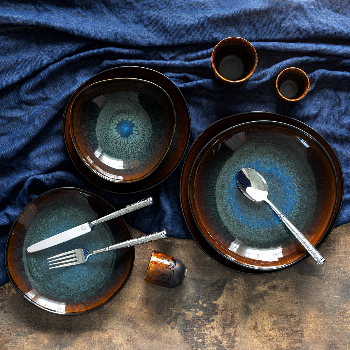 Set piatti 12 pezzi | Elements Amber Eye Organic