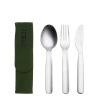 Besteckset 3-tlg. in Bag olive mit SOLA-Logo