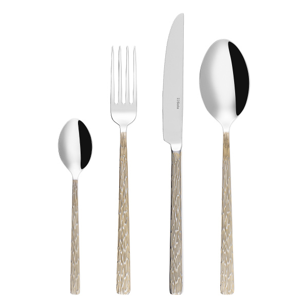 Cutlery set 16 pcs – Sardegna Waterfall handle Champagne PVD, graphite