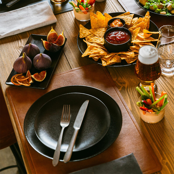 Assiette plate 24 cm 4 pcs - Basic noir mat
