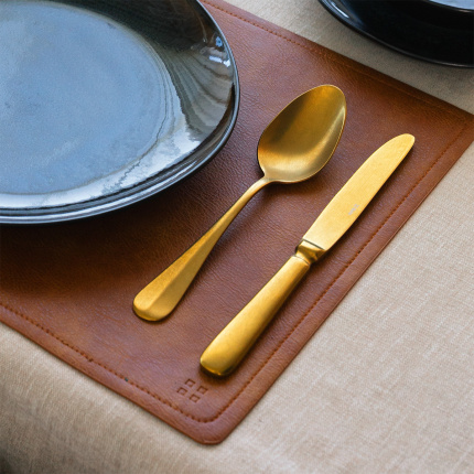 Brown rectangular PVC placemat – Elements Ambiente