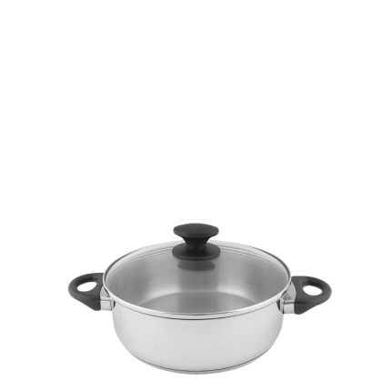 Kasserolle CNS mit Bakelitgriffen und Glasdeckel 24 cm - Pluto