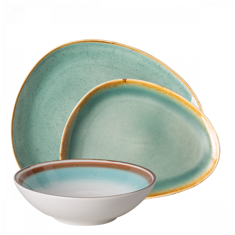 Set di porcellana 18 pz. - Gaya Sabbia turchese / Rustico