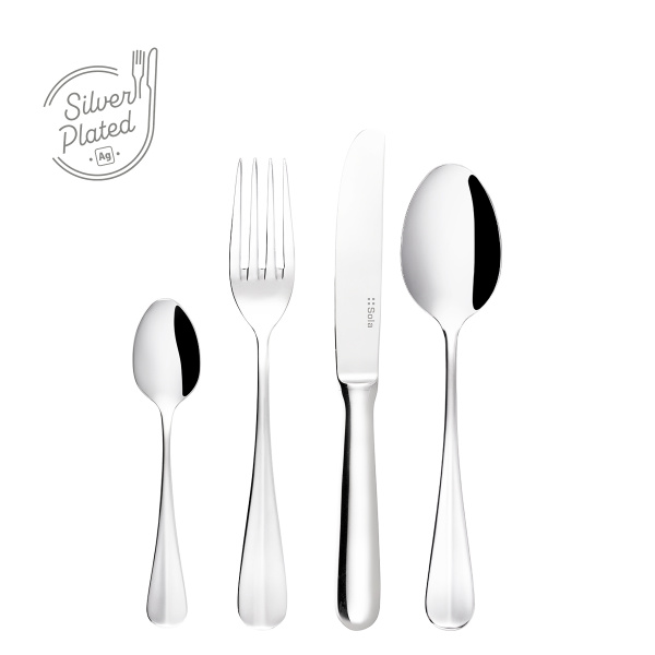Set da dessert argentato 24 pezzi | Baguette Sola
