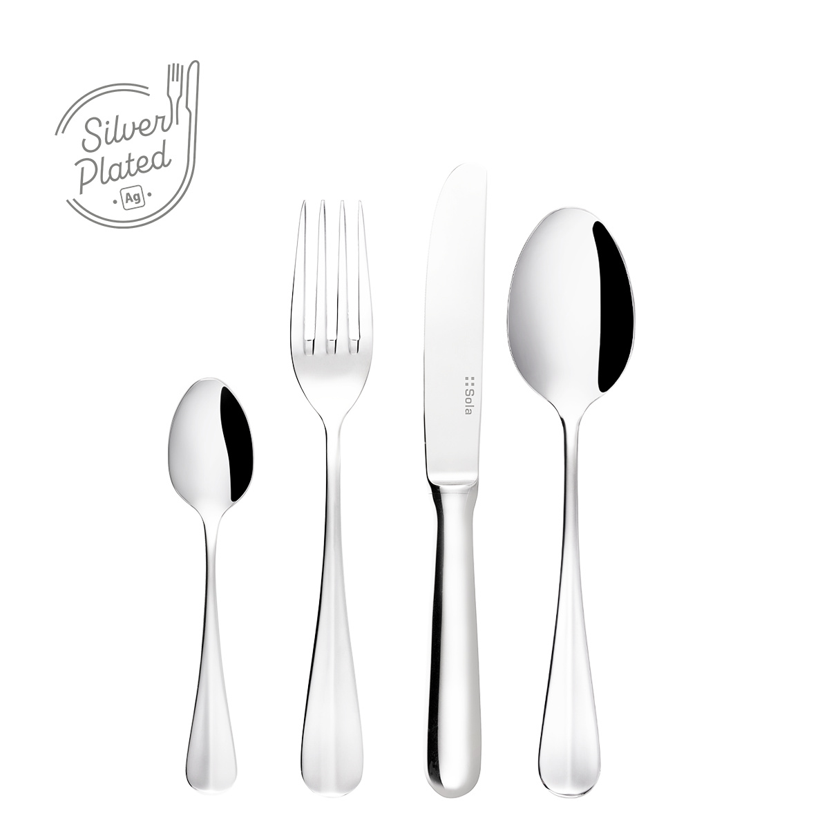 Silver-plated dessert set 24 pcs | Baguette Sola