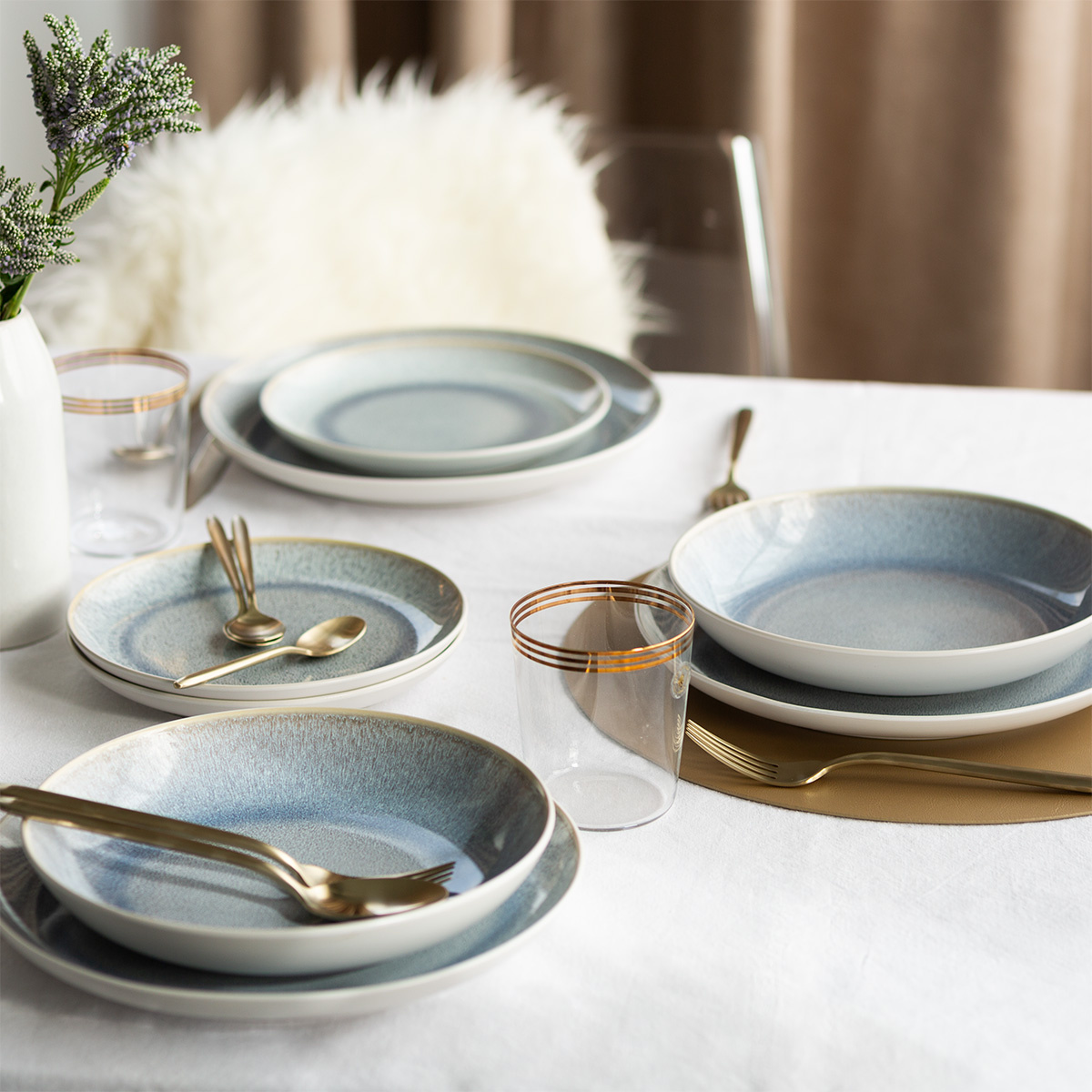 Plate set 12 pcs | Elements Glacial Ice