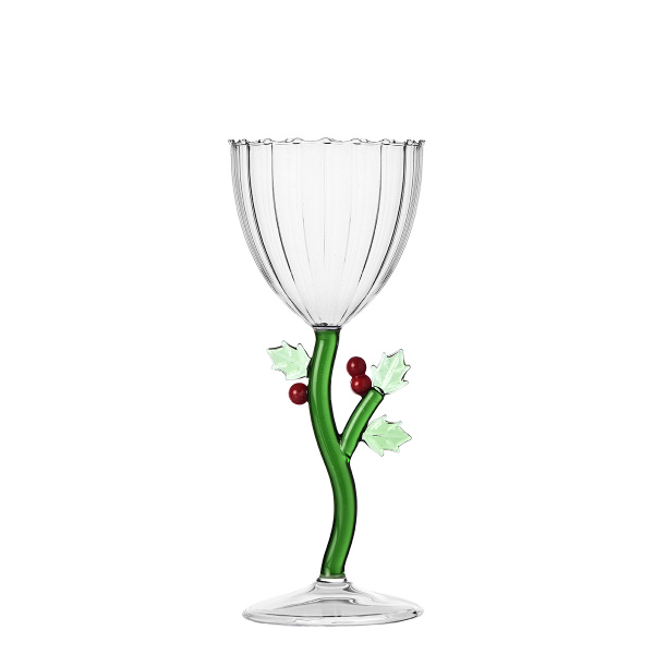 Christmas stemmed glass holly | Ichendorf