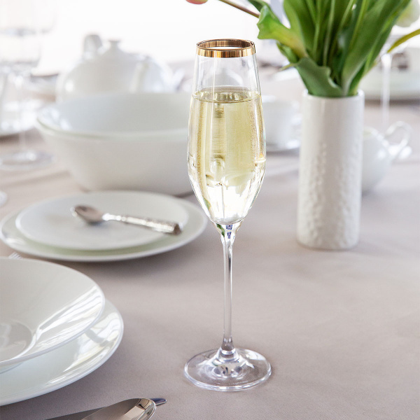 Champagne glass with gold rim 210 ml - Premium Glas Crystal