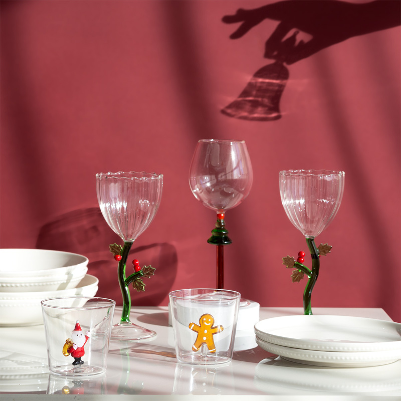 Verre à pied de Noël houx | Ichendorf