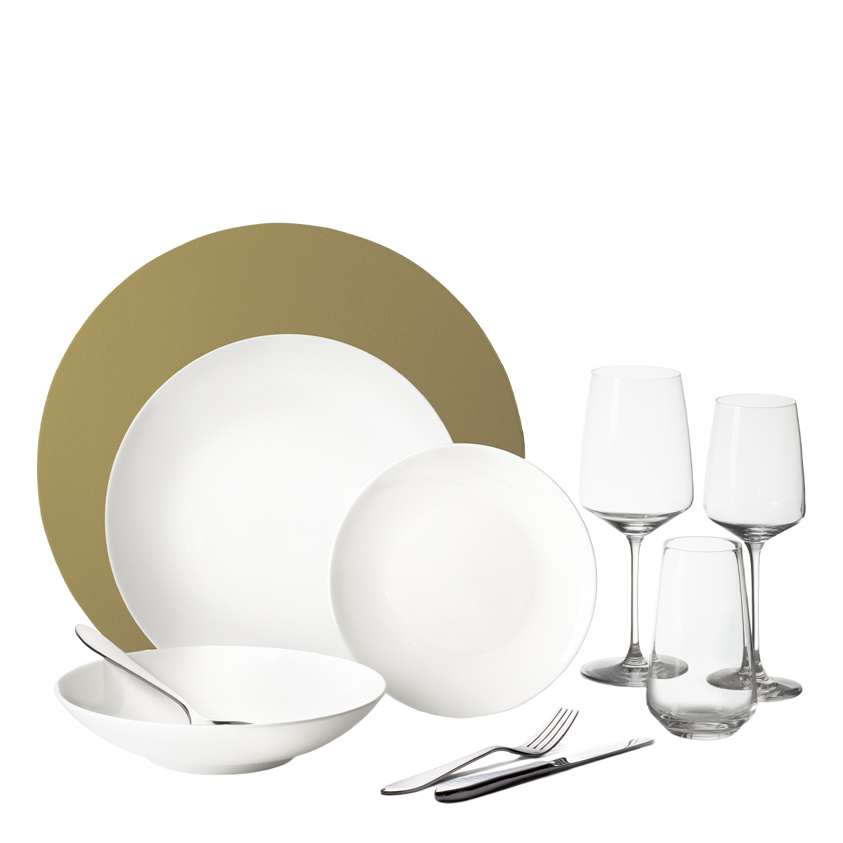 Set di stoviglie iniziale 60 pezzi | Premium Platinum gold