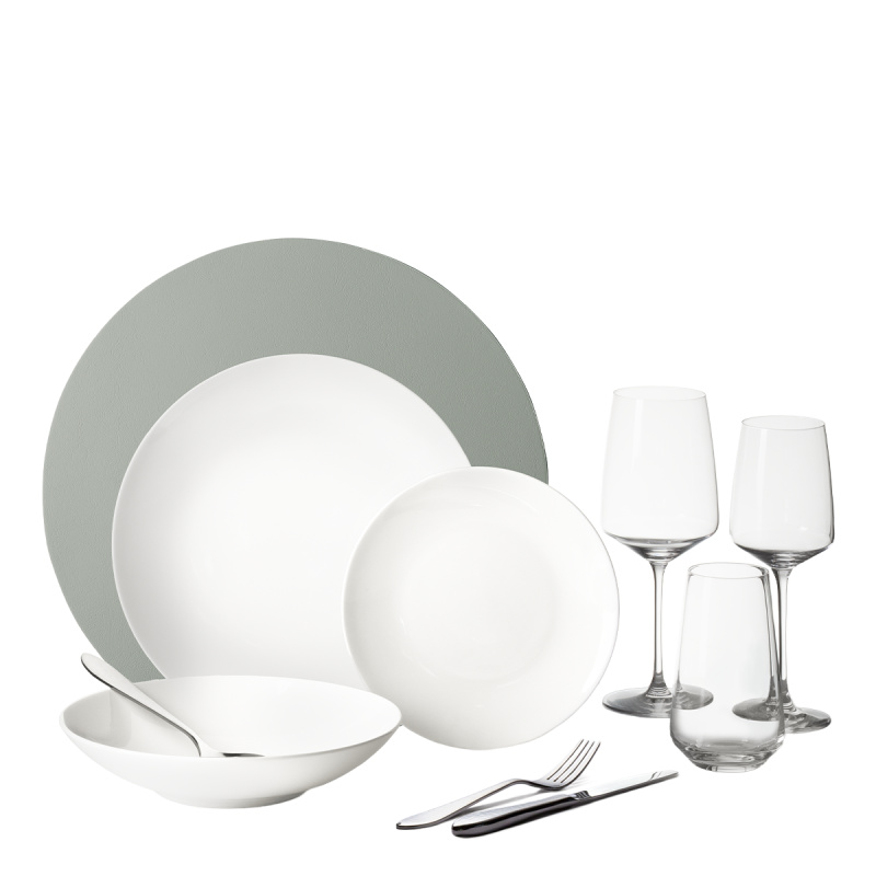 Geschirr-Starterset 60-tlg. | Premium Platinum silver