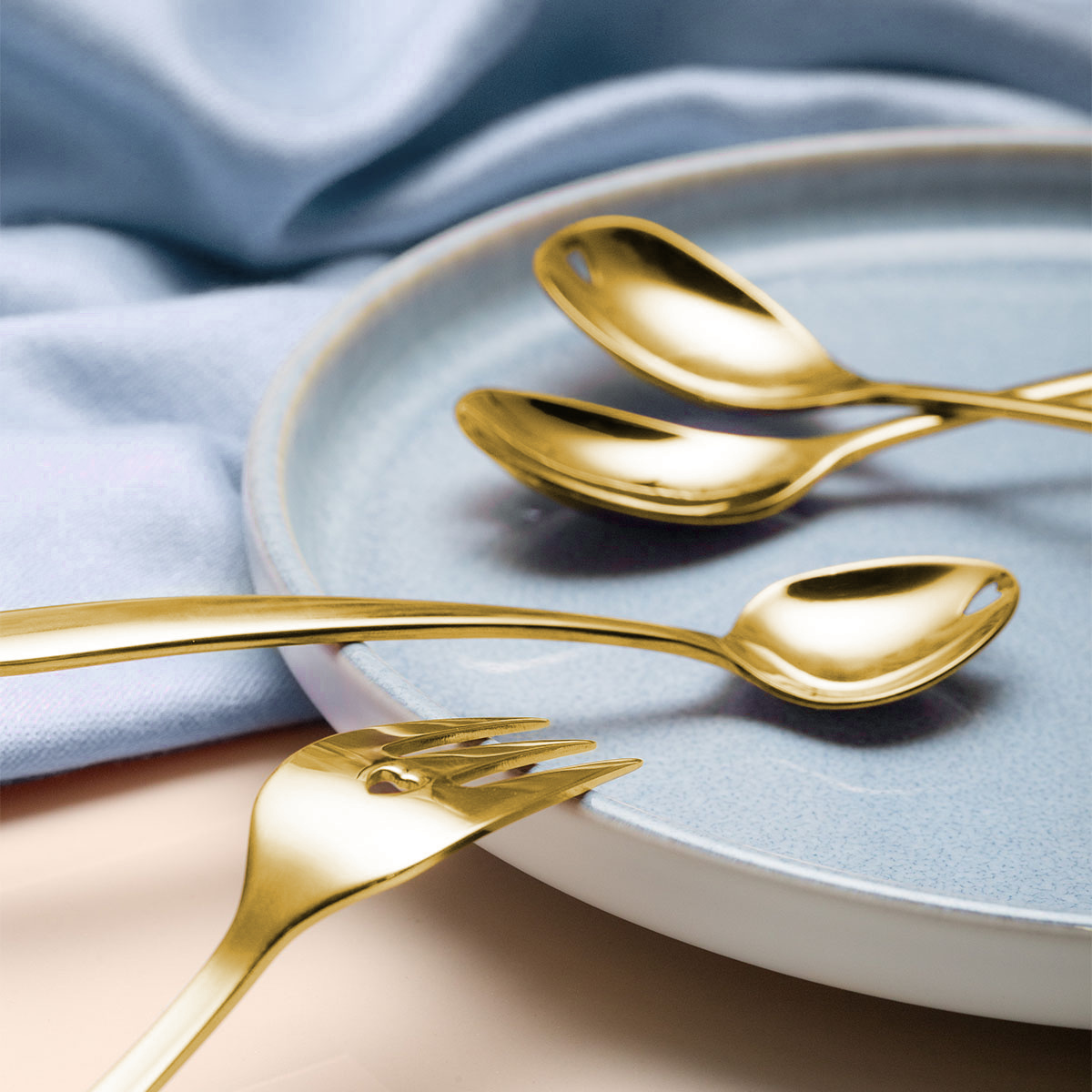 Gift set with heart 6 pcs gold | Love Cutlery