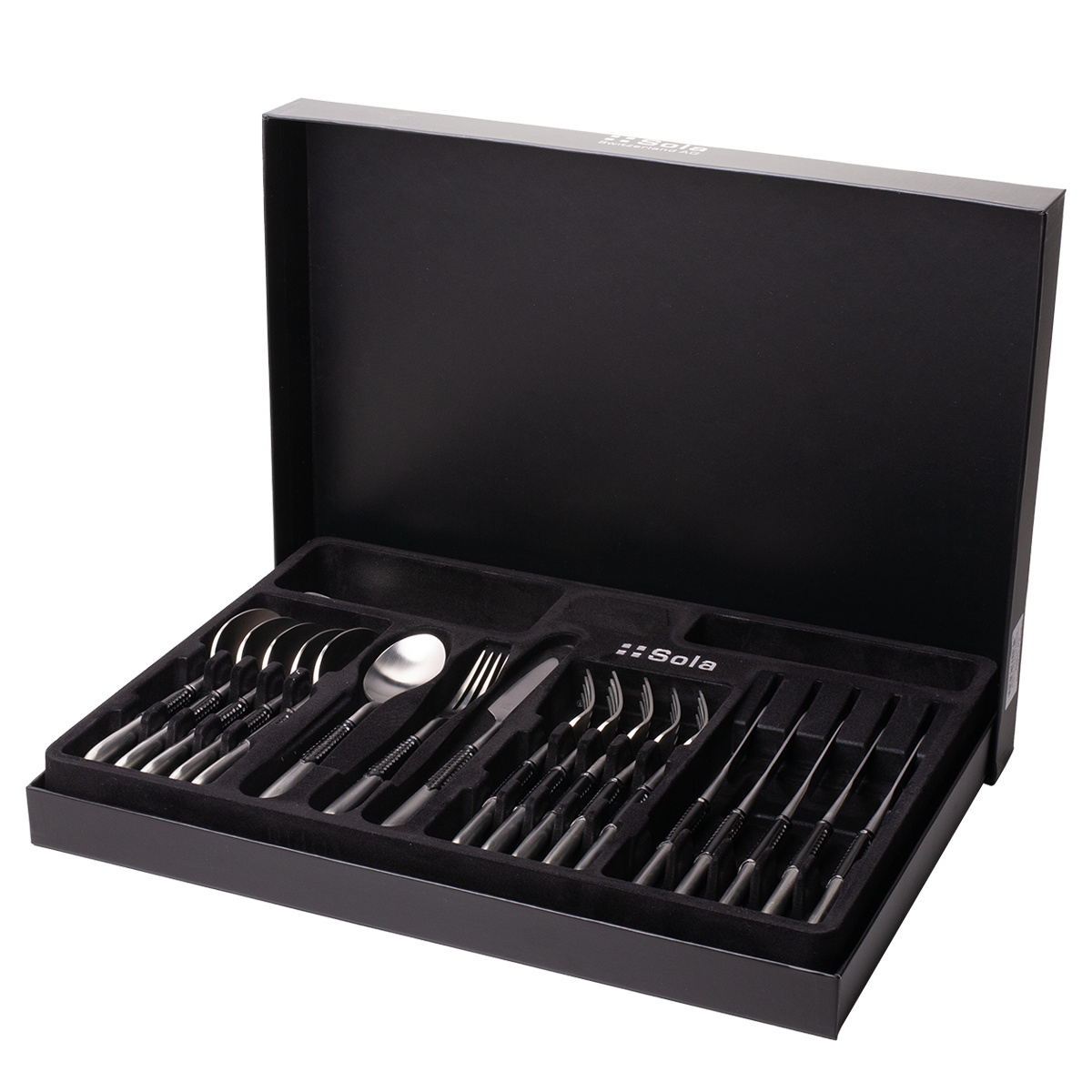 Cutlery set 24 pcs | Gaya Exeter Black Sleeve