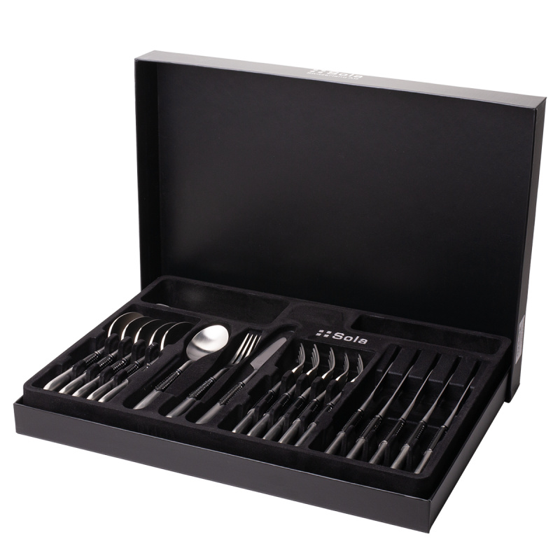 Cutlery set 24 pcs | Gaya Exeter Black Sleeve