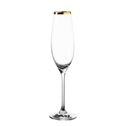 Champagne glass with gold rim 210 ml - Premium Glas Crystal