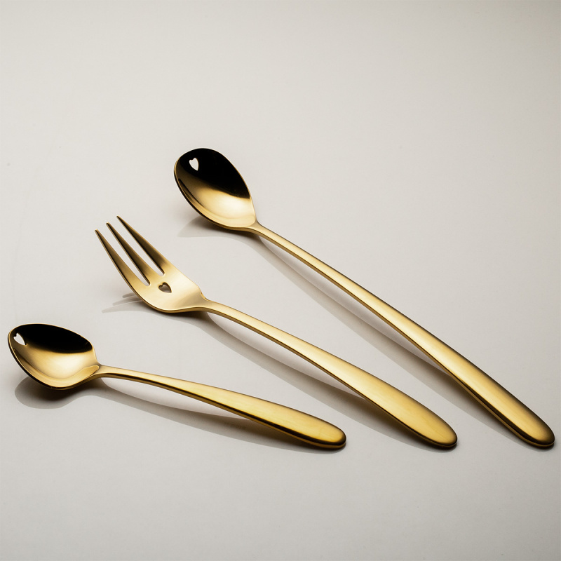 Gift set with heart 6 pcs gold | Love Cutlery