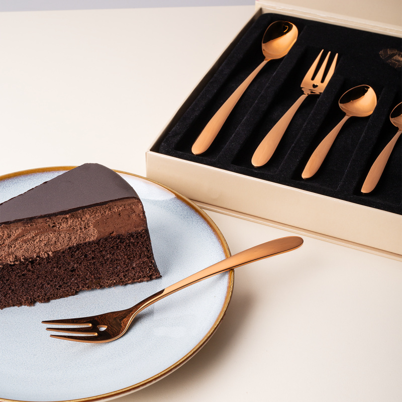 Gift set with heart 6 pcs rose gold — Love Cutlery
