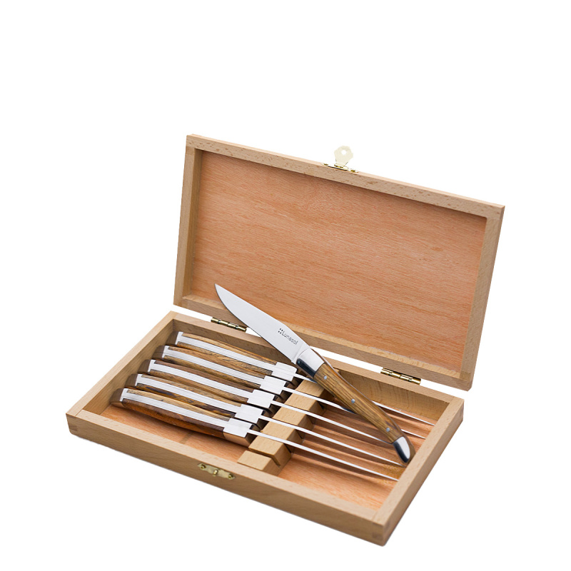 Coltelli da bistecca in scatola di legno set 6 pezzi - Basic
