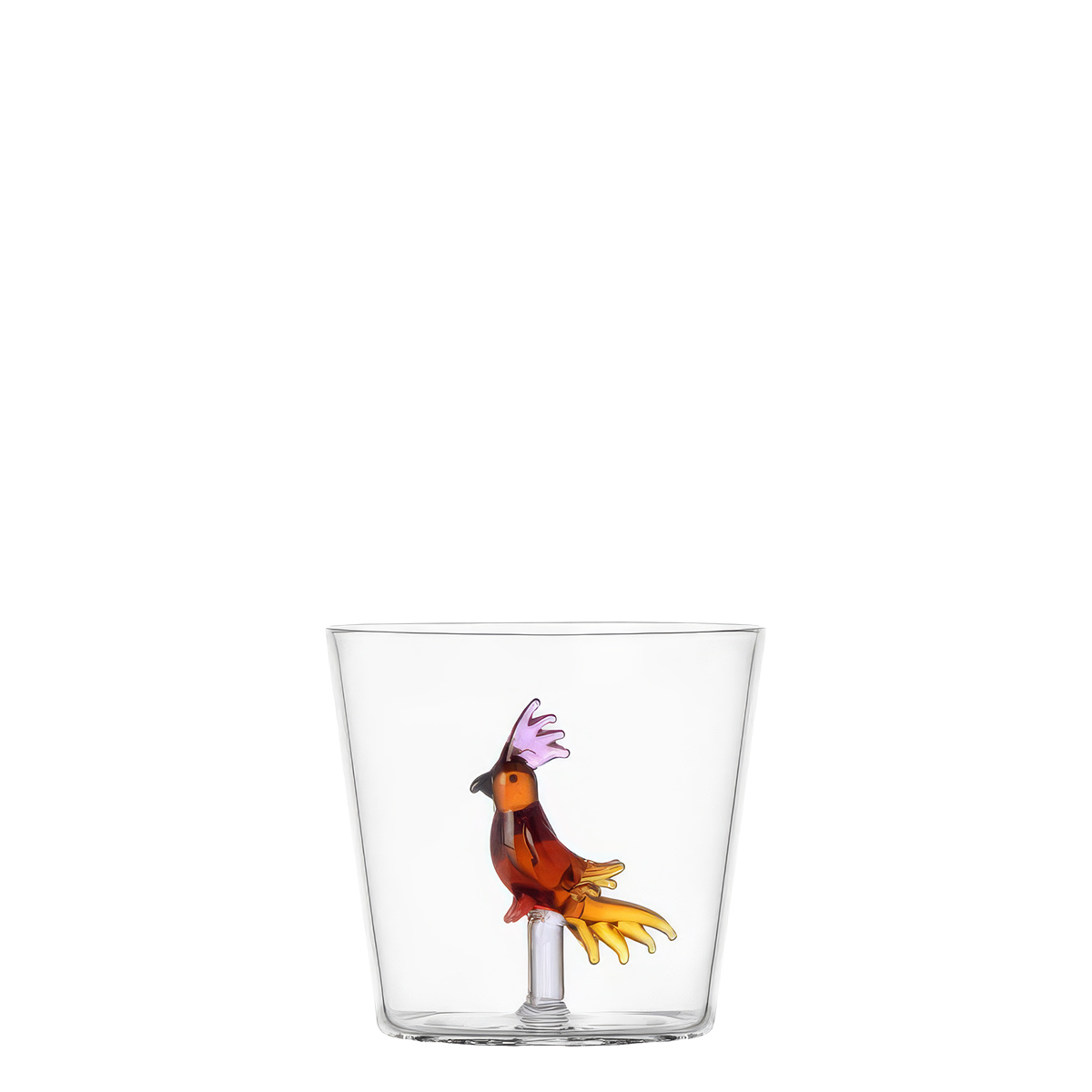 Glass with amber tropical bird | Ichendorf