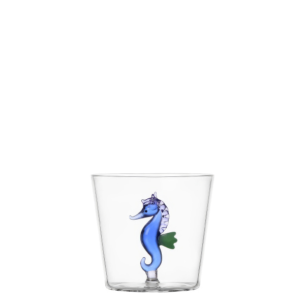 Glass with blue seahorse | Ichendorf
