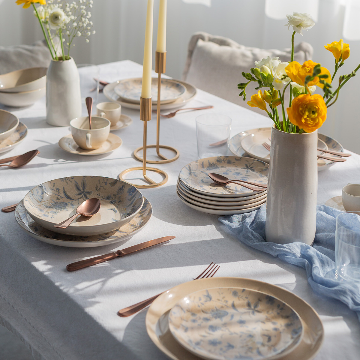 Set of 12 plates — Elements Vulcano Sand Eden