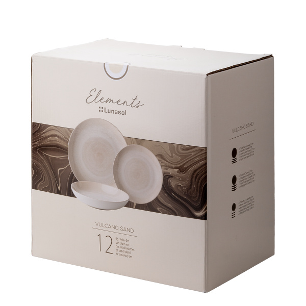 Service d'assiettes 12 pièces Vulcano Sand | Lunasol