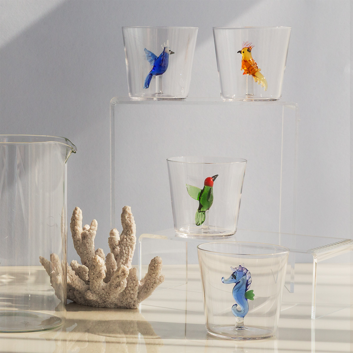 Glas mit blauem Seepferdchen | Ichendorf