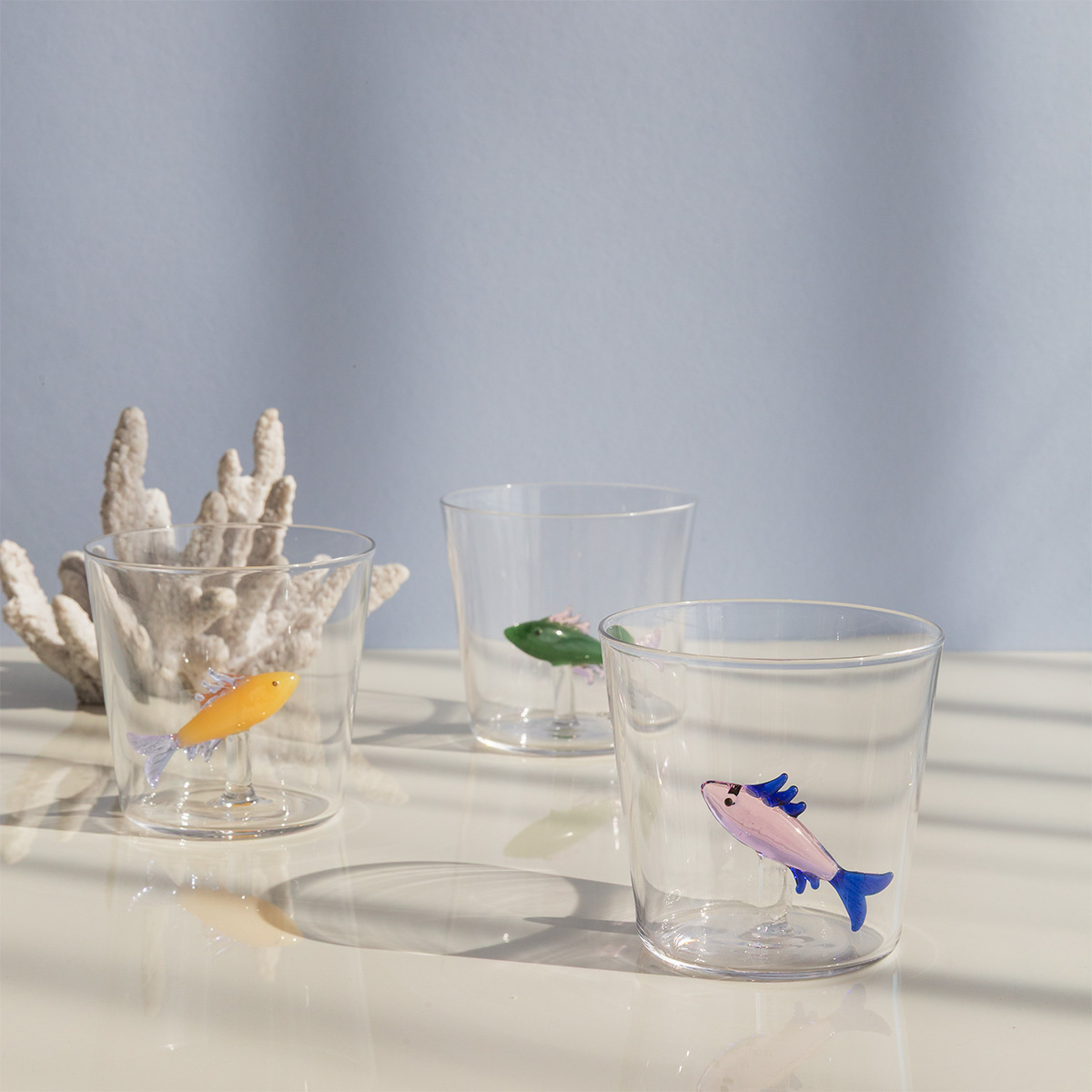 Glass with pink sardine | Ichendorf