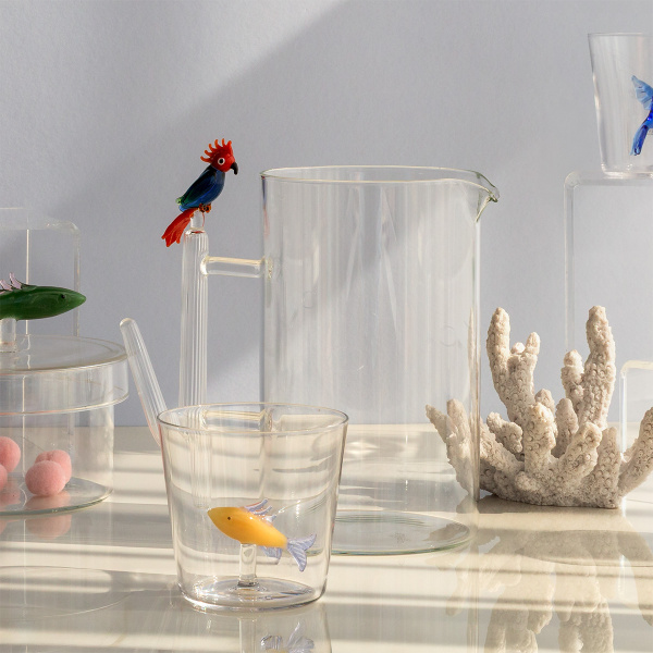 Caraffa con cacatua rosso-blu | Ichendorf
