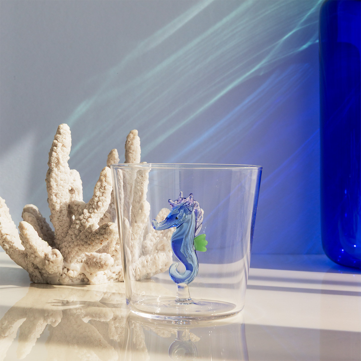 Bicchiere con cavalluccio marino blu | Ichendorf