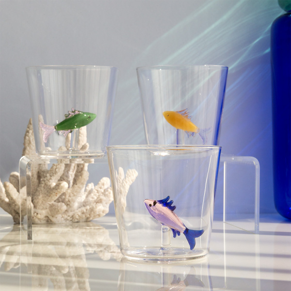 Glass with pink sardine | Ichendorf