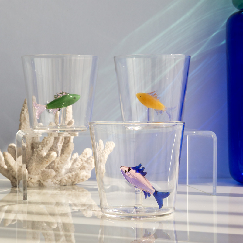 Glass with pink sardine | Ichendorf