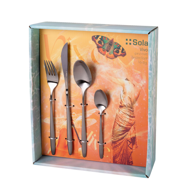 Set posate 16 pezzi Vivo grigio chiaro | Sola