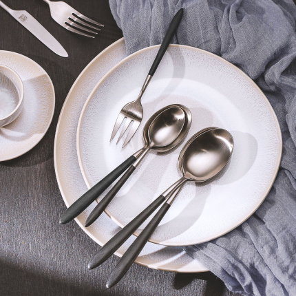 Cutlery set 16 pcs – GAYA Exeter grey-black satin handle