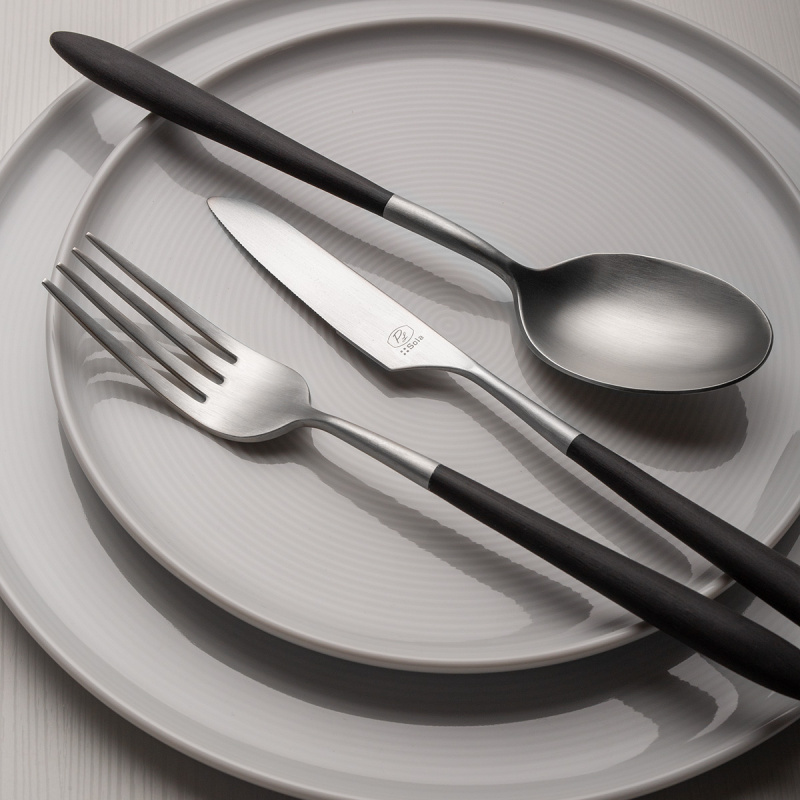 Set di posate 16 pezzi – GAYA Exeter grigio-nero opaco