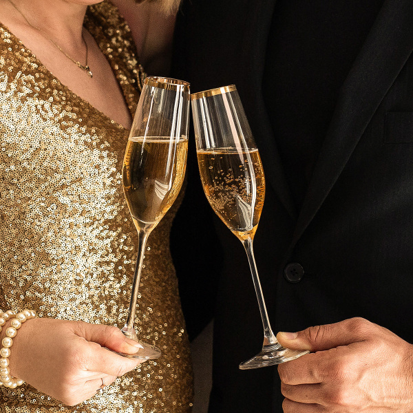 Champagne glass with gold rim 210 ml - Premium Glas Crystal