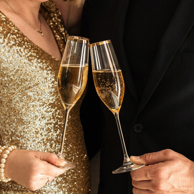 Champagne glass with gold rim 210 ml - Premium Glas Crystal