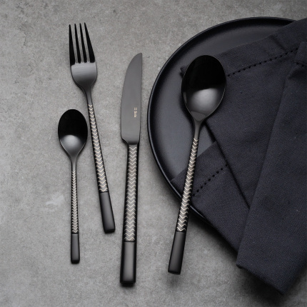 Cutlery set 16 pcs — Luxus black Laser Chevron