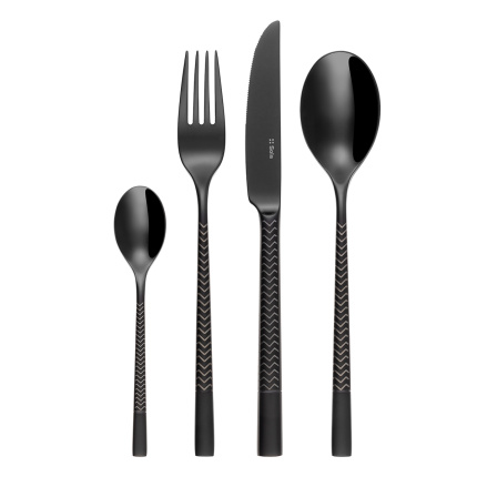 Set di posate 16 pezzi — Luxus nero Laser Chevron