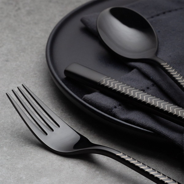 Set di posate 16 pezzi — Luxus nero Laser Chevron