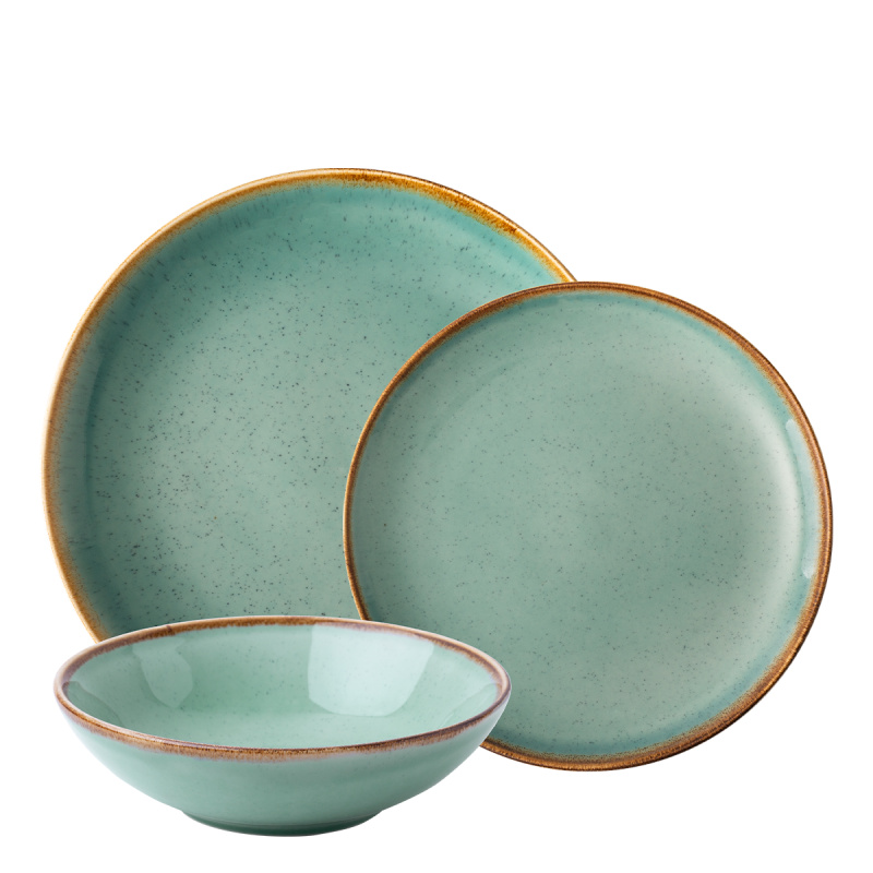 Porcelain set 12 pcs | Gaya Sand turquoise