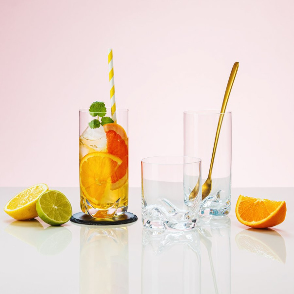 Tumbler glasses with grey base 300 ml set of 6 - Anno Glas Lunasol Color