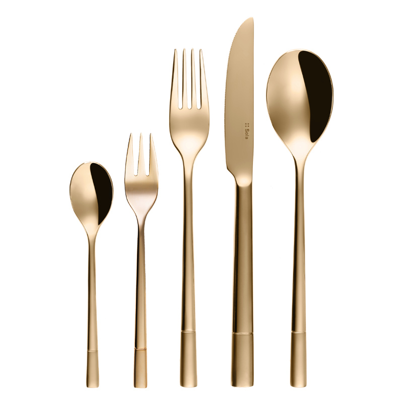 Cutlery set 5 pcs — Luxus gold-plated partially satin