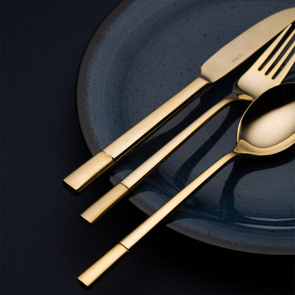 Cutlery set 5 pcs — Luxus gold-plated partially satin