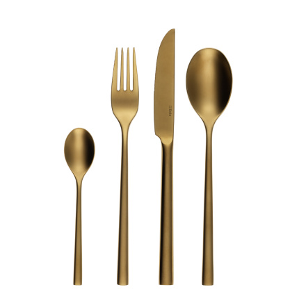 Set de couverts à dessert 24 pcs — Living gold washed