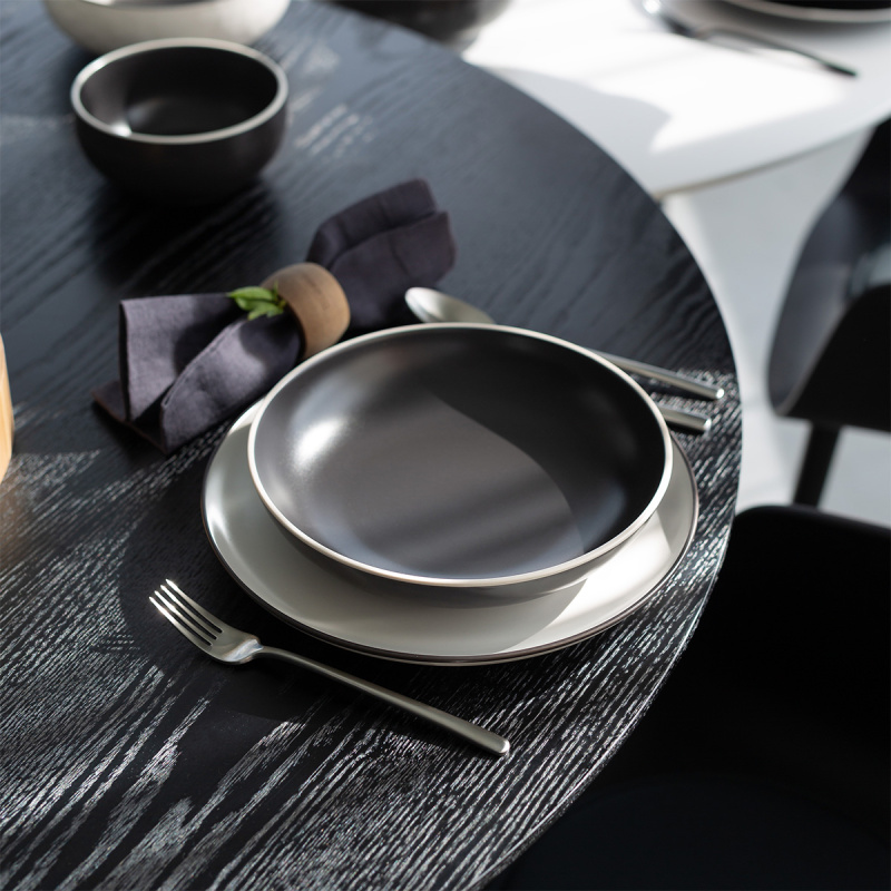 Deep plate 22.8 cm — Elements Yin & Yang black