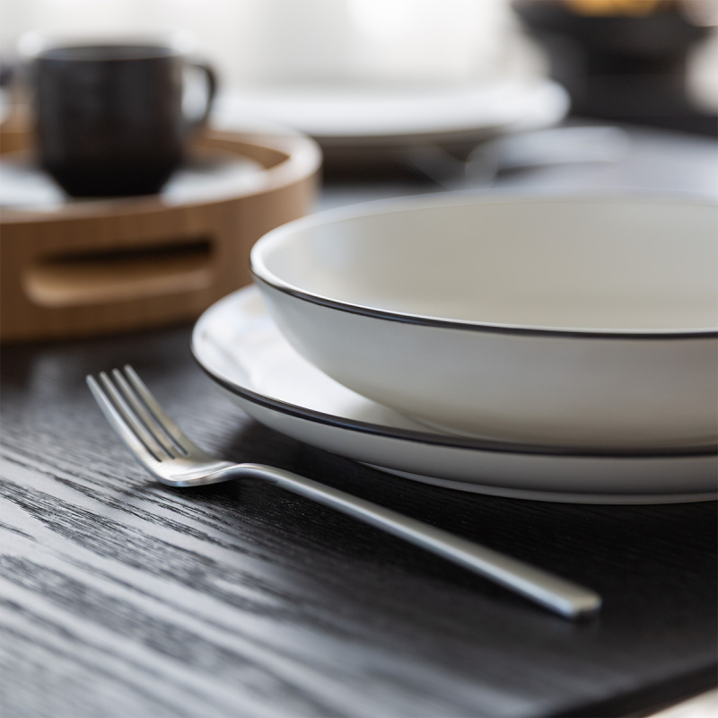 Flat plate 27 cm — Elements Yin & Yang white